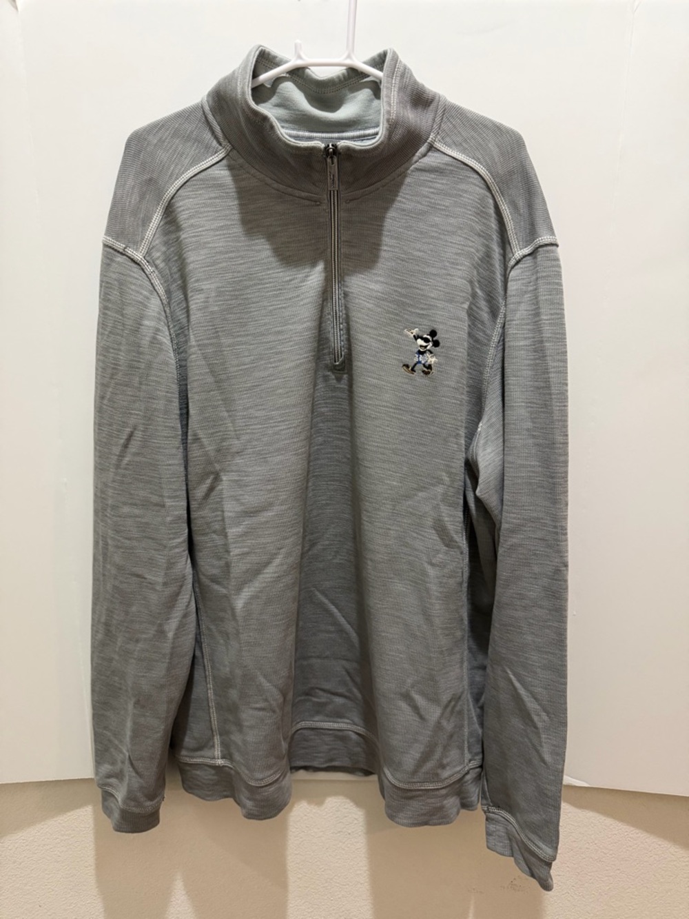 Tommy Bahamas Disney Mickey Mouse Colab Quarter Zip Sweatshirt Mens Size XL Gray - Picture 6 of 8